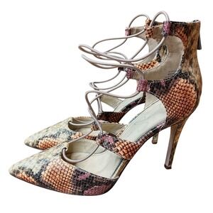 Jessica Simpson Parsee Snakeskin Print Pointed Toe High Heels Size 8.5